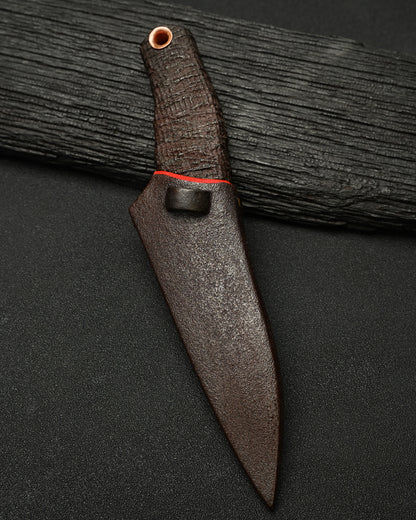 Rare ONE-OFF Yukio Nibe NO.R5-37 Custom Art Knife – Forged Carbon Steel / Sabiji Finish / Lacquered Wood / Japan