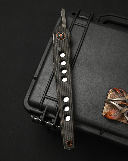 Ultra-Rare ONE-OFF Yukio Nibe Custom Folding Knife NO.R8-1 – Reclaimed Japanese Sword Steel / Iron Handle / Heiju Signature
