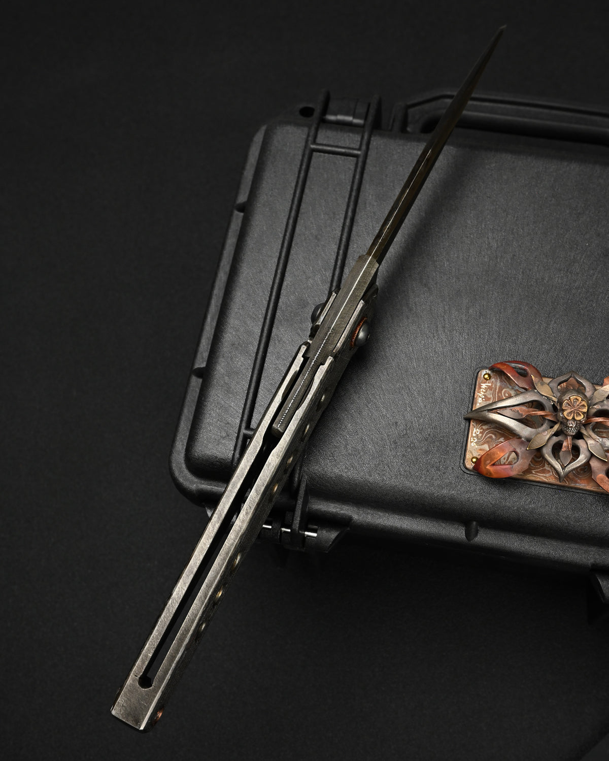 Ultra-Rare ONE-OFF Yukio Nibe Custom Folding Knife NO.R8-1 – Reclaimed Japanese Sword Steel / Iron Handle / Heiju Signature