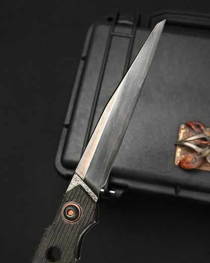 Ultra-Rare ONE-OFF Yukio Nibe Custom Folding Knife NO.R8-1 – Reclaimed Japanese Sword Steel / Iron Handle / Heiju Signature